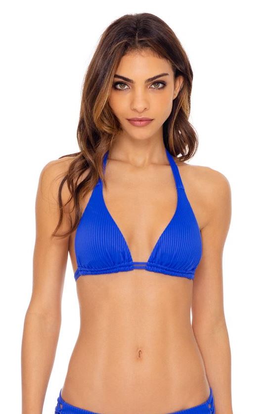 Luli Fama Orillas Del Mar Ribbed Double Strap Sliding Halter Bikini Top